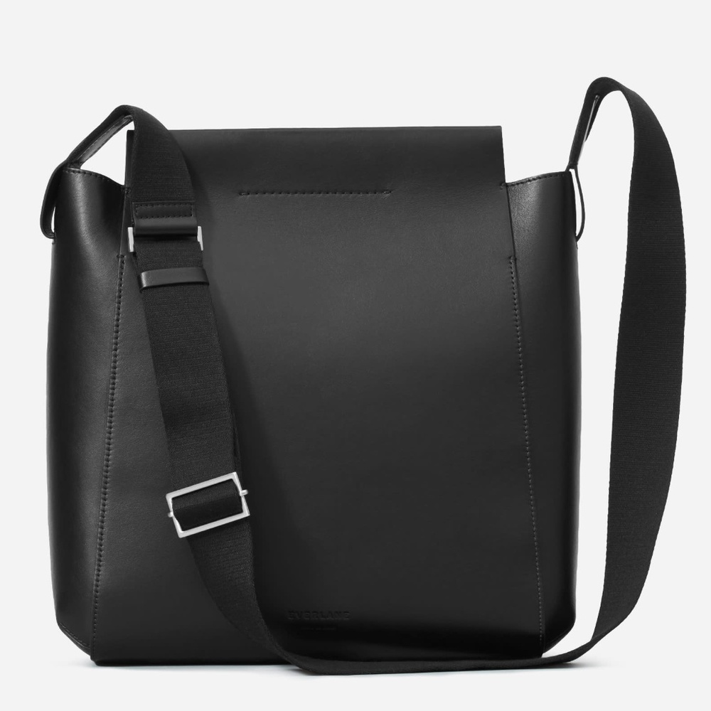 Everlane The Form Black Leather Crossbody Tote